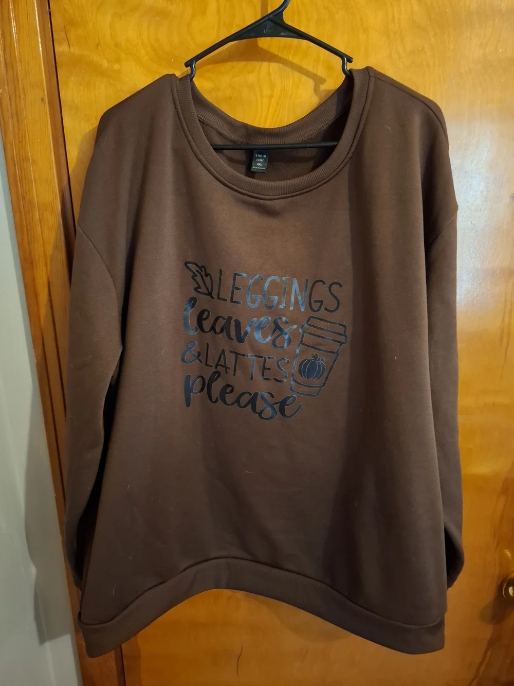 SHEIN Brown Crewneck Sweatshirt with Seasonal Graphic
